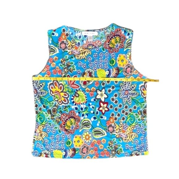 RAFAEL SLEEVELESS BRIGHT & COLORFUL FLORAL BLOUSE WOMENS SIZE LARGE - Picture 5 of 8